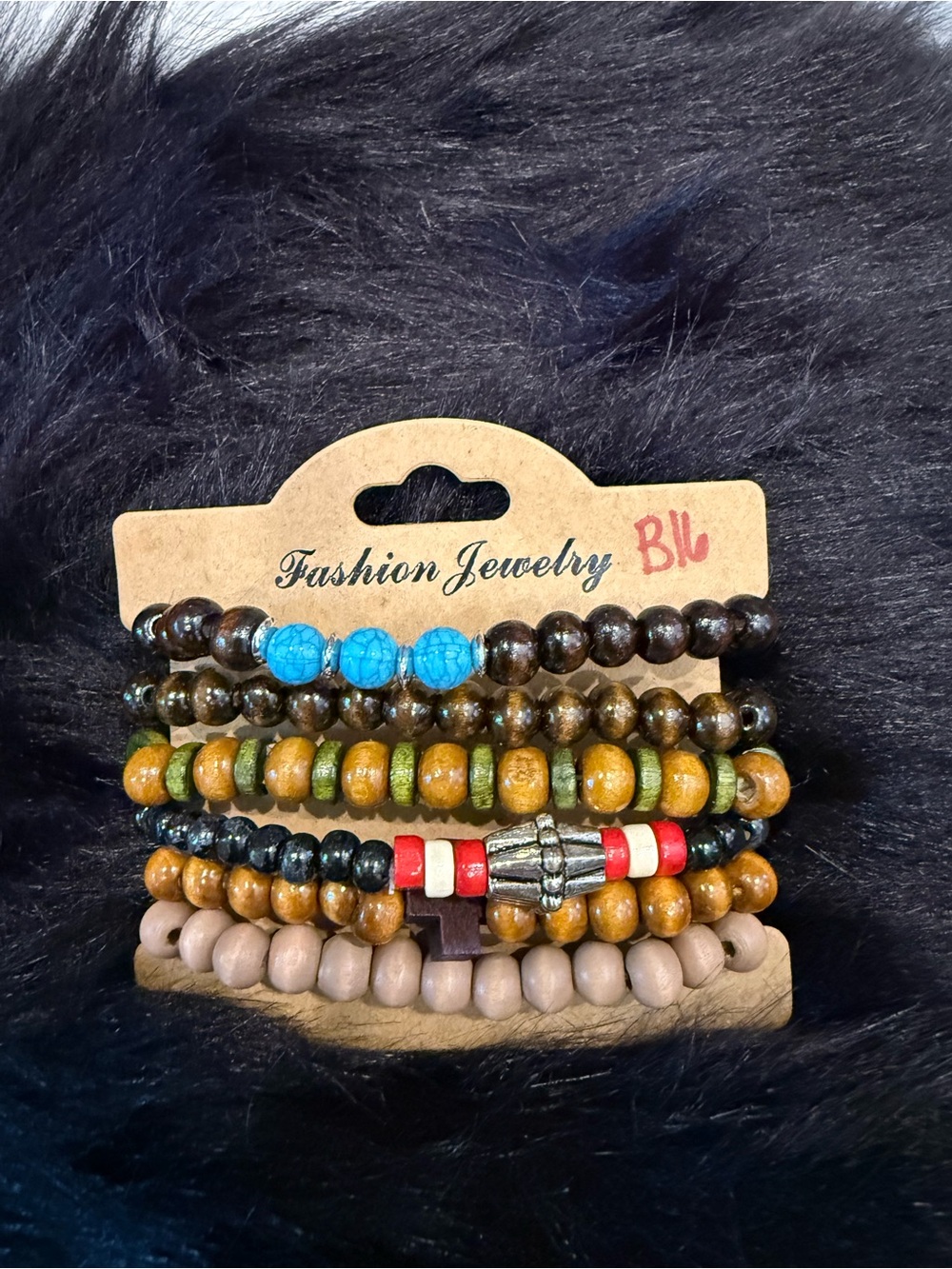 Fashion Jewelry Brown, Blue, Green and Red Layered Beaded Bracelet Set